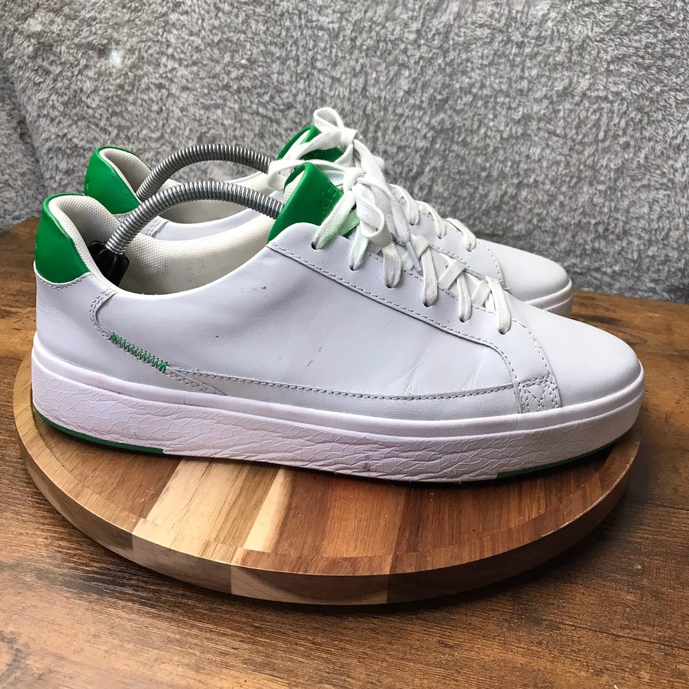 Kizik Vegas Sneakers M 11 W 12.5 White Green Leather Hands-Free‎ Slip On Shoes